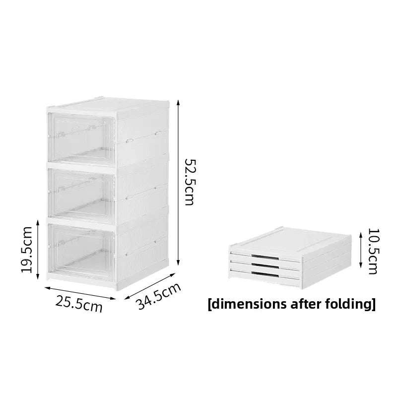 Foldable Shoe Organizer – No Assembly Stackable Dustproof Space-Saving Cabinet for Dorm or Home