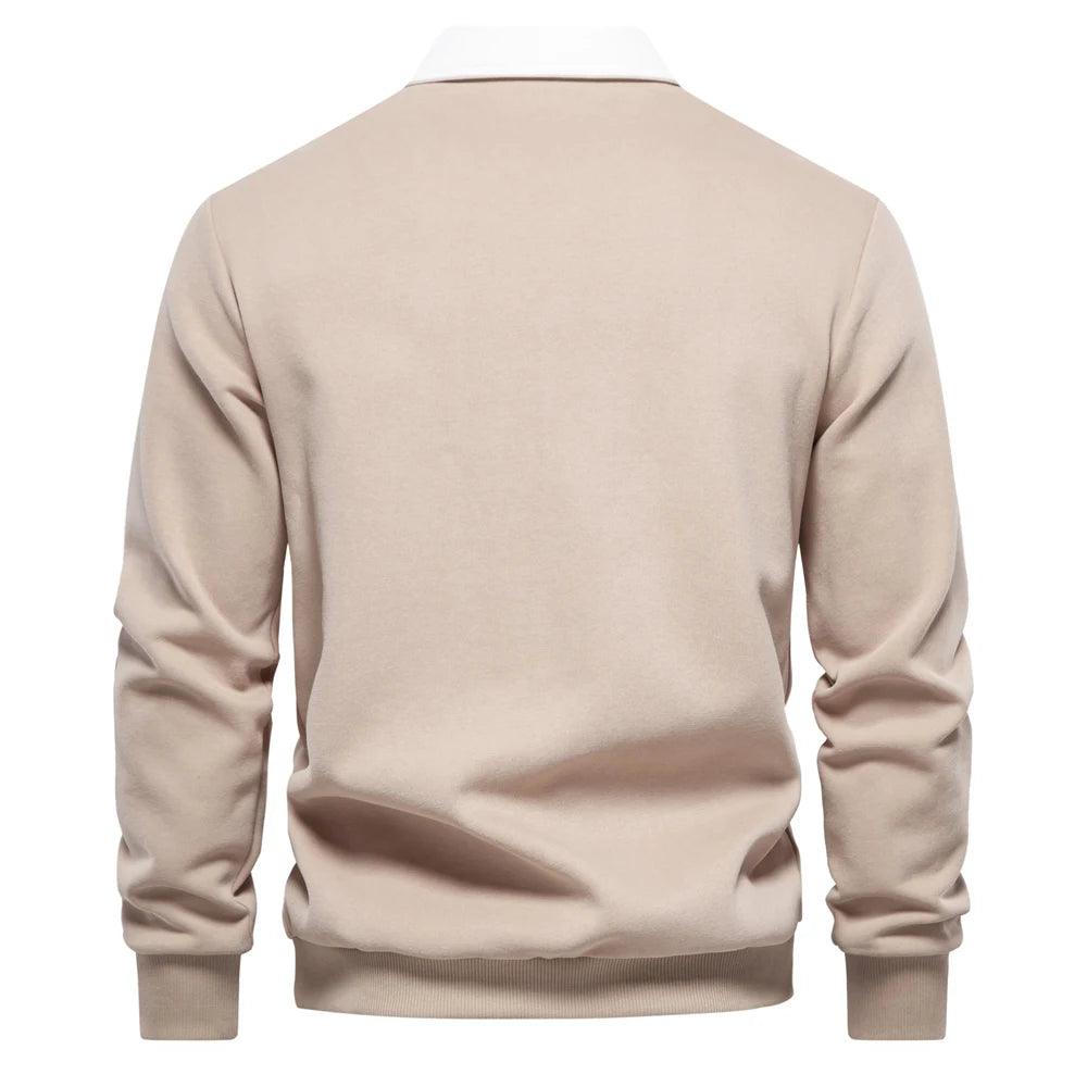 UniVibe Men’s Polo Neck Cotton Sweatshirt Autumn Casual & Social Wear