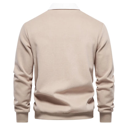 UniVibe Men’s Polo Neck Cotton Sweatshirt Autumn Casual & Social Wear