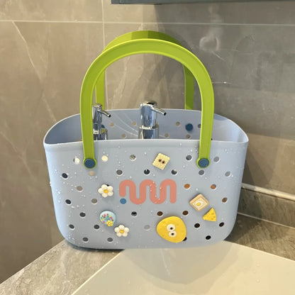 Student dorm plastic wash basin set used for face washing, hand laundry, or general hygiene.
