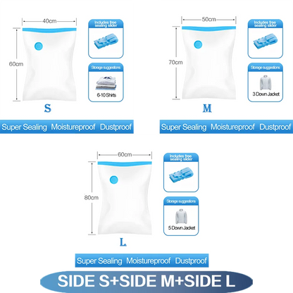 Reusable Compression Empty Bag Sealer Clothes Travel Packing Organizer Vacuum Large Plastic Storage Bags Storing Clothes Blanket
