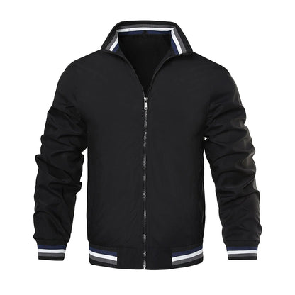 Men’s casual embroidered bomber jacket with zip front, ribbed cuffs, and mandarin collar – UniVibe Shop