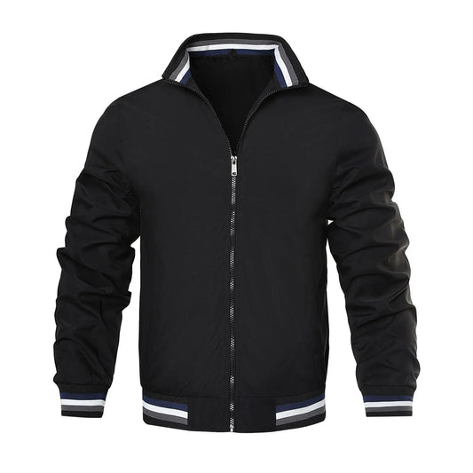 Men’s casual embroidered bomber jacket with zip front, ribbed cuffs, and mandarin collar – UniVibe Shop