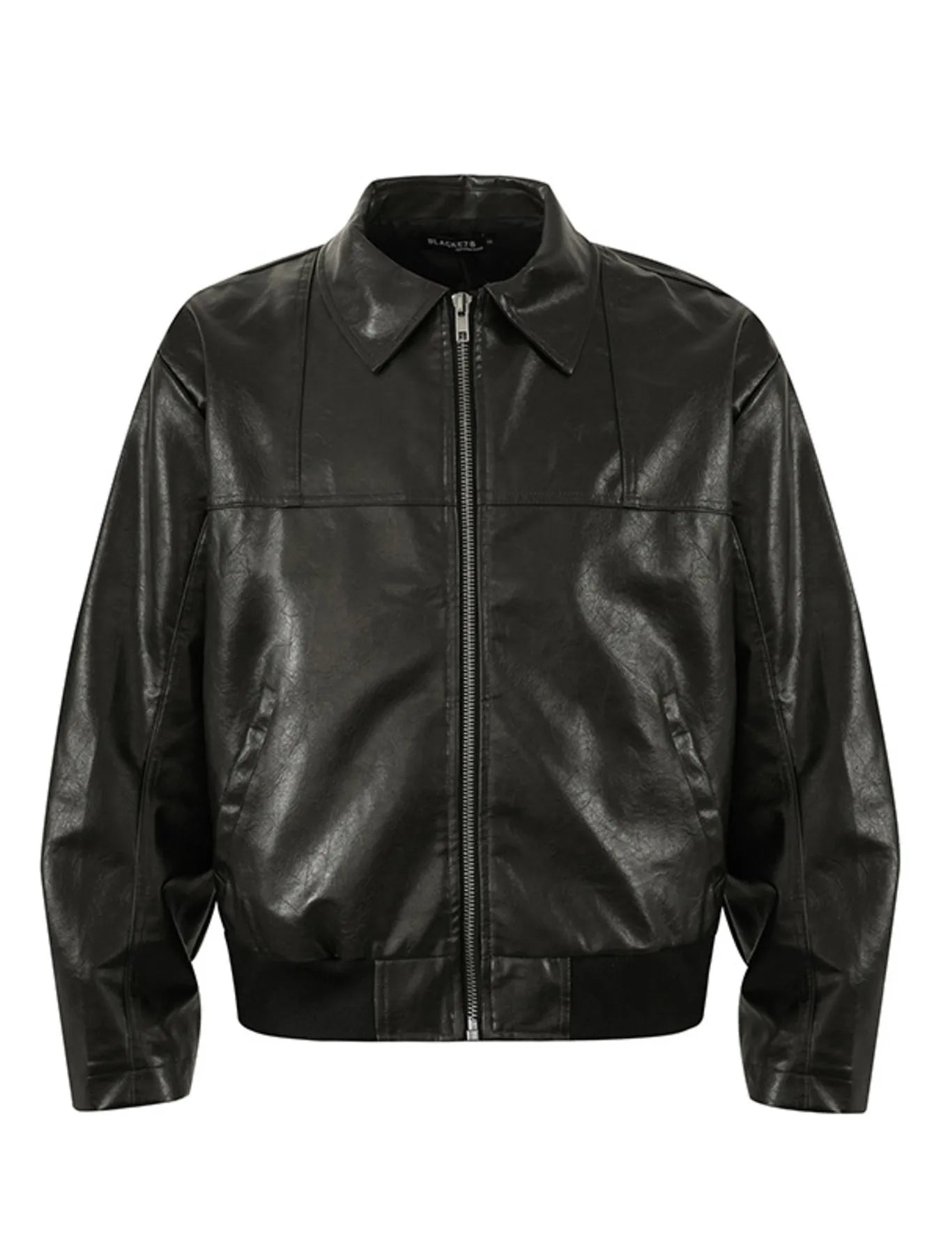 Model wearing UniVibeShop Men’s Zip-Up Leather Jacket – sleek, casual outerwear for men with a modern streetwear vibe.